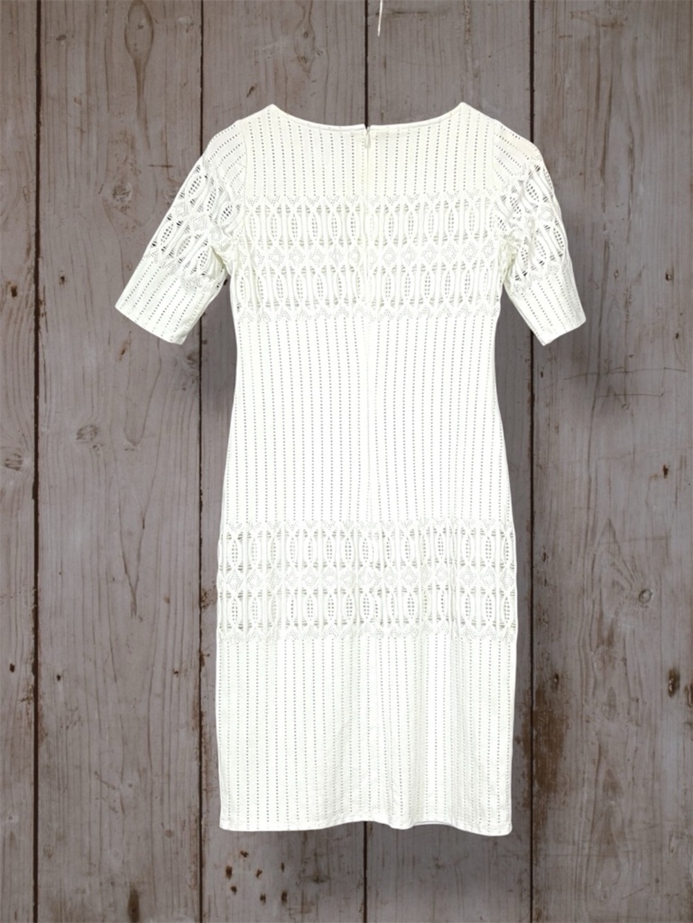 julia jordan White Crochet-Panel Midi Dress